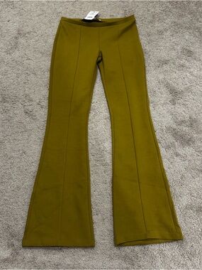 Zara Olive Green Flared Ponte Pants